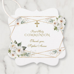 Luxuriöse White Blume Gold Cross Heilige Kommune Geschenkanhänger