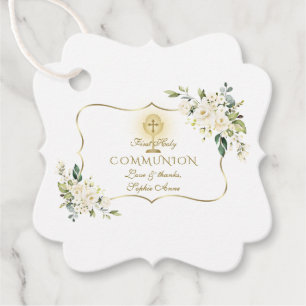 Luxuriöse White Blume Gold Cross Heilige Kommune Geschenkanhänger