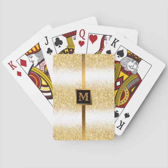 Luxuriöse White Gold Glitzer Spielkarten (Rückseite)