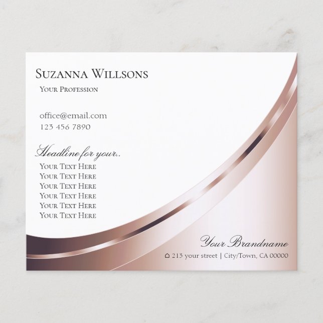 Luxuriöse White Rose Gold Dekoration Business Werb Flyer (Vorne)