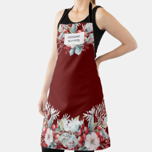 Luxuriöse Winter Berries Holiday Monogram Schürze