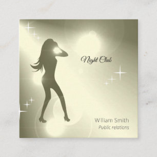 Luxuriöse Yellow Brilliant Tancing Girl Silhouette Quadratische Visitenkarte