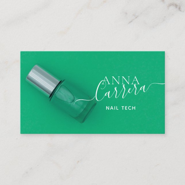 Luxuriöser Aquamariner Nagelfarben Nail Tech Nagel Visitenkarte (Vorderseite)