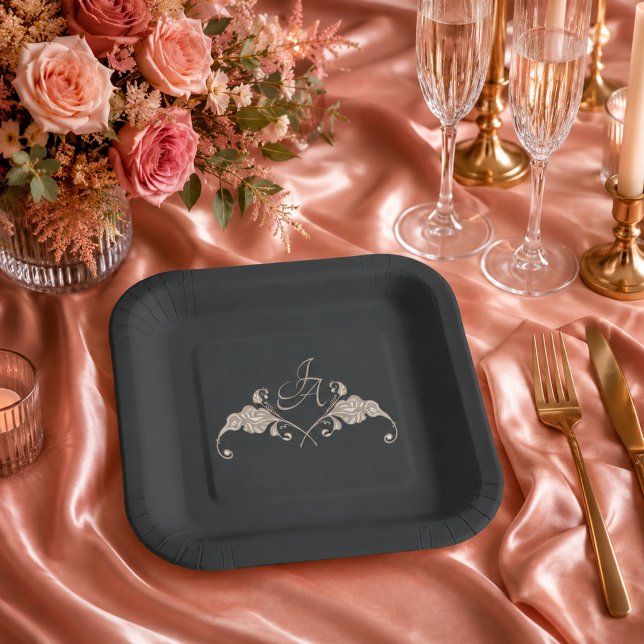 Luxuriöser barocker quadratischer Hochzeitspapiert Pappteller (Von Creator hochgeladen)