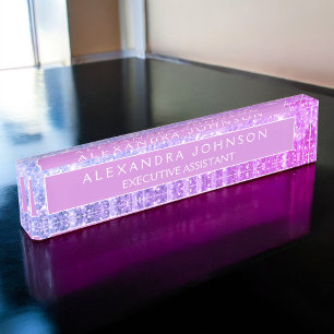 Luxuriöser Beruflicher Glitzer Sparkle Moderne Namensplakette