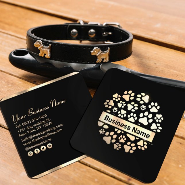 Luxuriöser Black Gold Pet Store Quadratische Visitenkarte (Von Creator hochgeladen)