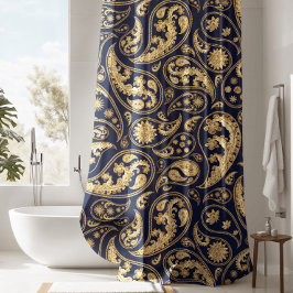 Luxuriöser Black Paisley Duschvorhang