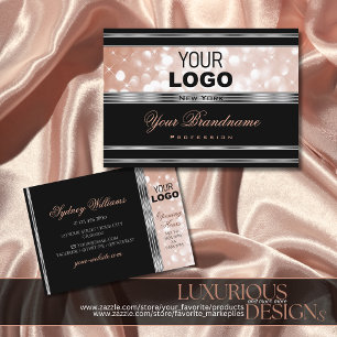 Luxuriöser Black Rose Gold Glitzer mit Logo Silve Visitenkarte