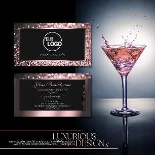 Luxuriöser Black Rose Gold Glitzer mit Logo Visitenkarte