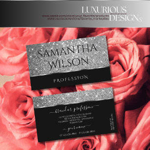 Luxuriöser Black Silver Glitzer Glimmery Stars El Visitenkarte