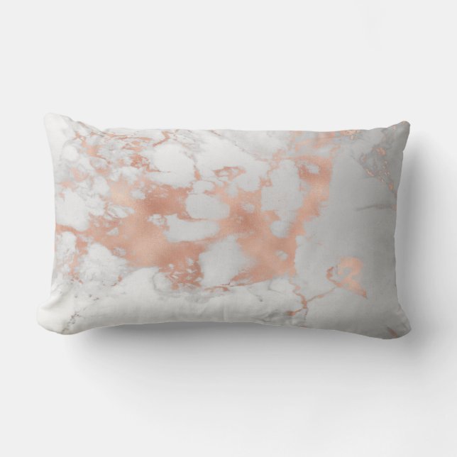 Luxuriöser Blush Glitzer Weißrosa Marmor Baumwolle Lendenkissen (Vorderseite)