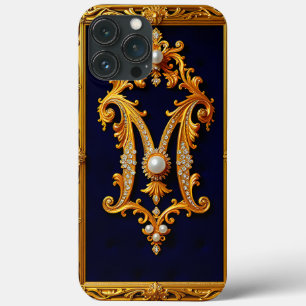 Luxuriöser Buchstabe M in verziertem goldenem Rahm Case-Mate iPhone Hülle
