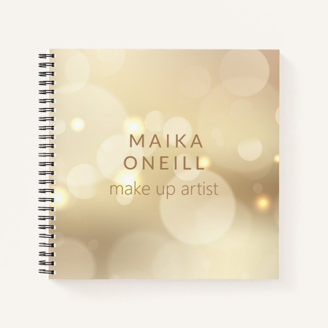 Luxuriöser Champagner Gold Bokeh personalisiert Notizbuch (Vorderseite)