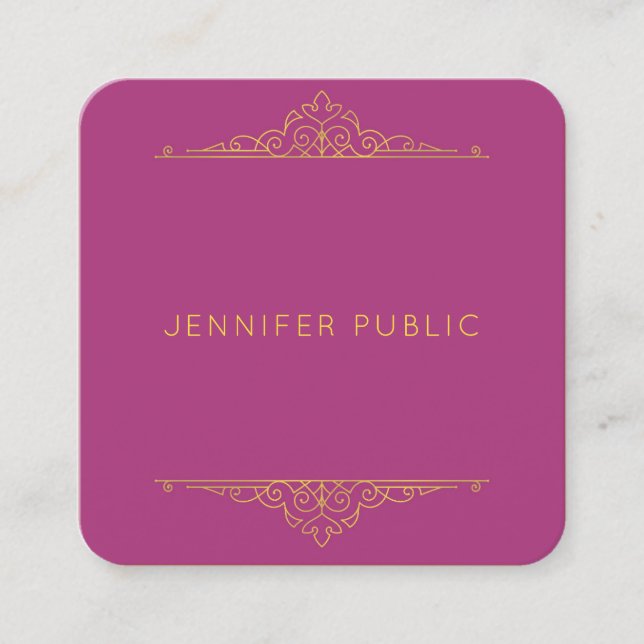 Luxuriöser Elegant-Template-Beruflicher Gold-Text Quadratische Visitenkarte (Vorderseite)