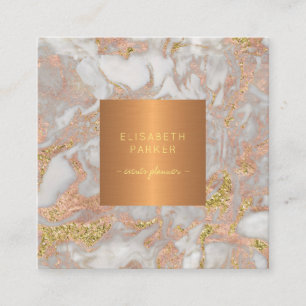 Luxuriöser eleganter Glam Rose Goldmarmor mit Mono Quadratische Visitenkarte