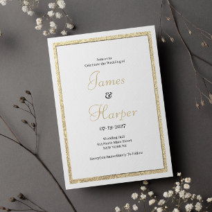 Luxuriöser, eleganter Glitzer Hochzeit Einladung