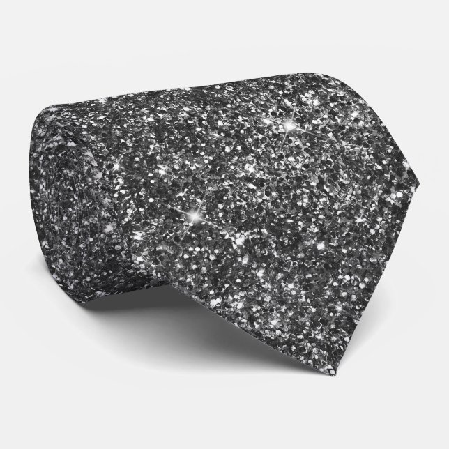 Luxuriöser Funkelnd Glitzer aus Holzkohle Krawatte (Gerollt)