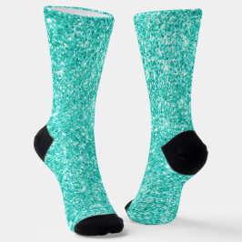 Luxuriöser Funkelnd türkisfarbener Glitzer Socken