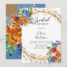 Luxuriöser Glitzer Blue Orange Blumenbeete Brautpa