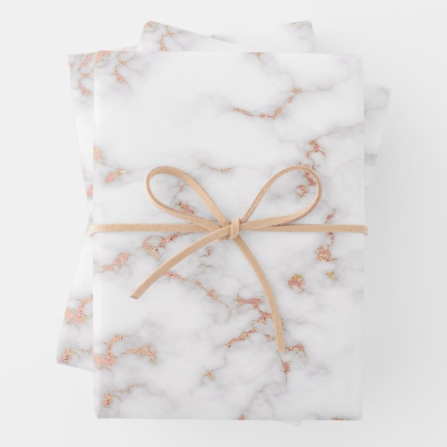 Luxuriöser Glitzer Rosa weißer Marmor individuell  Geschenkpapier Set (Beispiel)