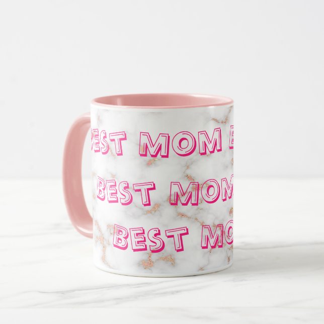 Luxuriöser Glitzer Rosa weißer Marmor Tasse (Vorderseite Links)