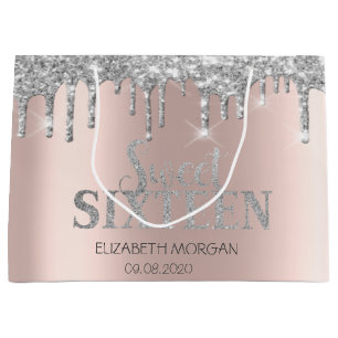 Luxuriöser Glitzer Silver Tropfens Rose Gold Sweet Große Geschenktüte