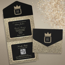 Luxuriöser Gold Glitzer und Black Wedding