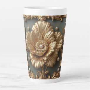 Luxuriöser goldener Blumenrahmen Milchtasse