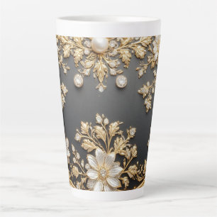 Luxuriöser goldener Blumenrahmen Milchtasse