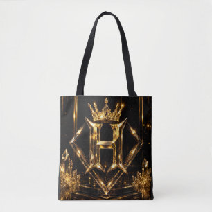 Luxuriöser goldener Buchstabe H Kronendiamant Mono Tasche