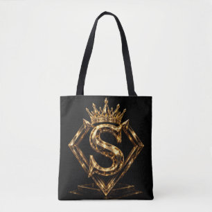 Luxuriöser goldener Buchstabe S Krone Diamant Mono Tasche
