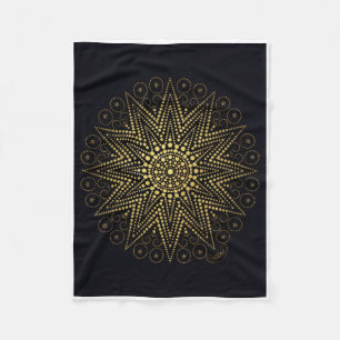 Luxuriöser goldener floraler Mandala auf schwarzem Fleecedecke