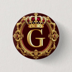 Luxuriöser Goldrahmen mit gekröntem Monogramm Button
