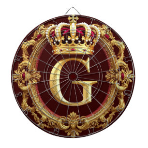 Luxuriöser Goldrahmen mit gekröntem Monogramm Dartscheibe