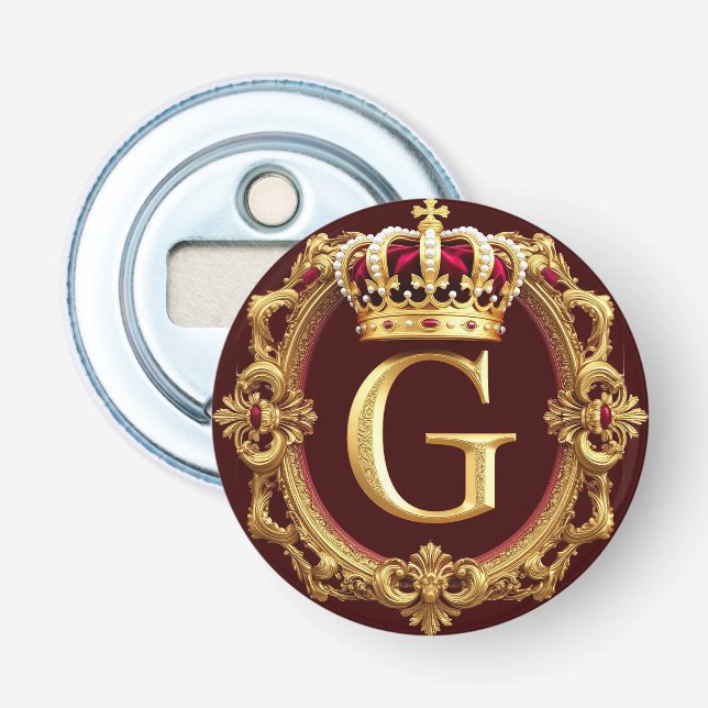 Luxuriöser Goldrahmen mit gekröntem Monogramm Flaschenöffner (Vorderseite)