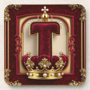 Luxuriöser Goldrahmen mit gekröntem Monogramm Getränkeuntersetzer