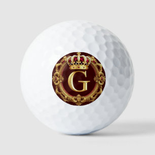 Luxuriöser Goldrahmen mit gekröntem Monogramm Golfball