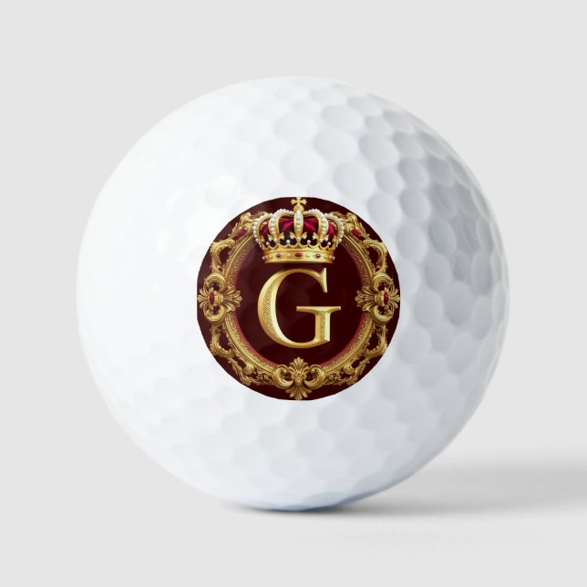 Luxuriöser Goldrahmen mit gekröntem Monogramm Golfball (Vorderseite)