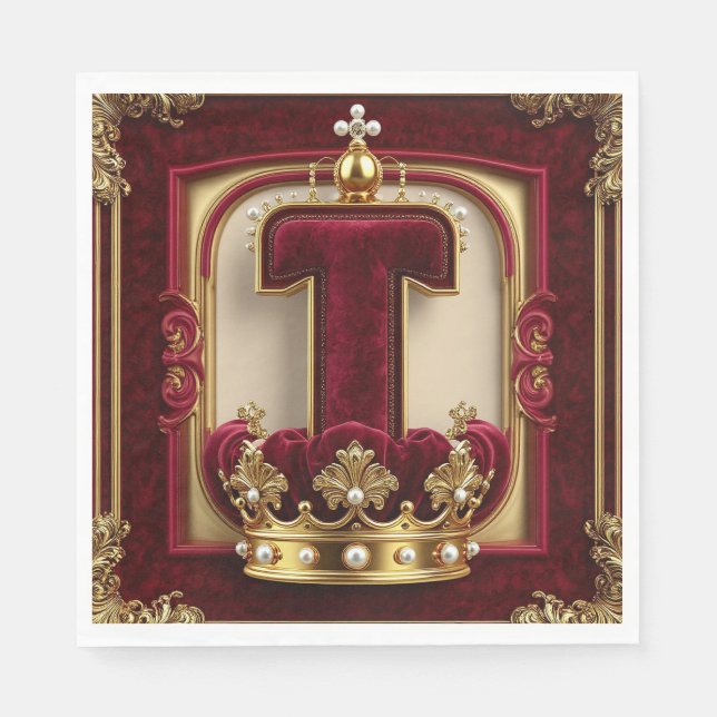 Luxuriöser Goldrahmen mit gekröntem Monogramm Serviette (Vorderseite)