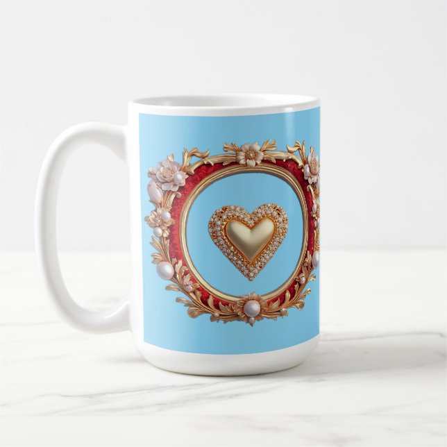 Luxuriöser Goldrahmen mit Perlen Kaffeetasse (Links)