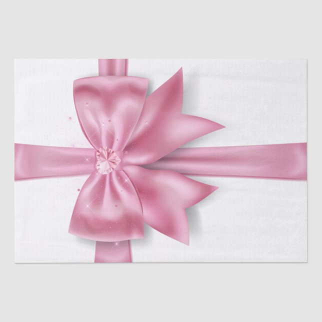 Luxuriöser großer rosa Geschenkbogen mit Diamanten Seidenpapier (Vorderseite)
