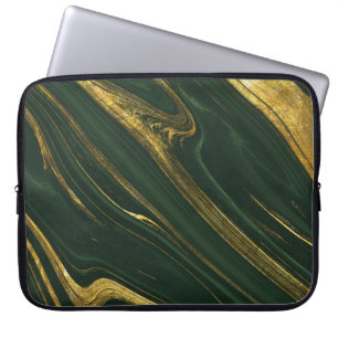 Luxuriöser grüner Onyx: Goldener Marmor. Laptopschutzhülle
