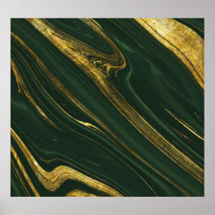 Luxuriöser grüner Onyx: Goldener Marmor. Poster