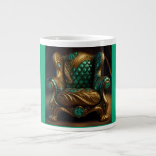 Luxuriöser grüner und goldener Sessel Jumbo-Tasse