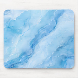 Luxuriöser Himmelblauer Marmor-Abstrakt Mousepad