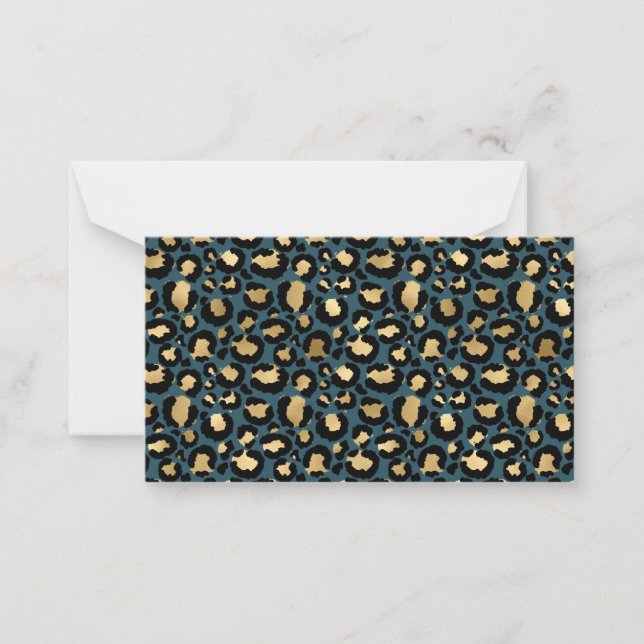 Luxuriöser Leopard Spots Dark Blue Wild Glam Mitteilungskarte (Vorderseite)