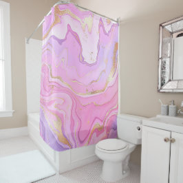 Luxuriöser Marmor Glitzer Rosa Lila Gold Duschvorhang