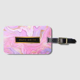 Luxuriöser Marmor Glitzer Rosa Lila Gold Gepäckanhänger