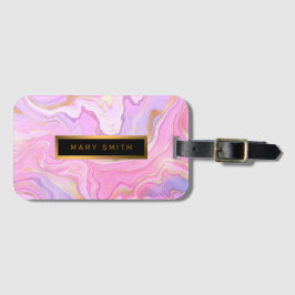 Luxuriöser Marmor Glitzer Rosa Lila Gold Gepäckanhänger