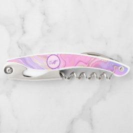 Luxuriöser Marmor Glitzer Rosa Lila Gold Kellnermesser